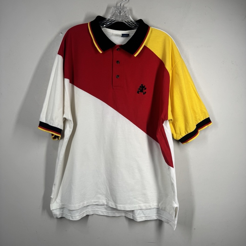 Vintage Disney Company Cast Exclusive Golf Polo Colorblock Mens Sz L USA Made